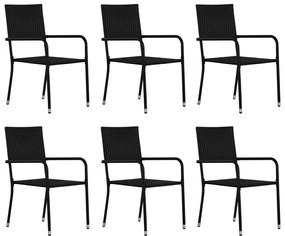 Set mobilier de gradina, 7 piese, negru Negru, 7
