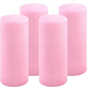 Set de lumânări tip pilon, 20 cm, Ø 7,5 cm, roz, 4 buc
