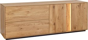 Comodă TV lemn masiv Aurora Iluminată Stejar, 165 × 37 × 60 cm