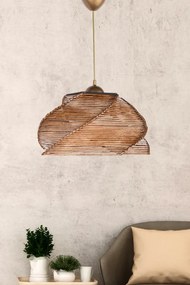 Lustra Pentagone cu Abajur din Bambus, Soclu E27, Max. 45 - 60W, Culoare Invechit