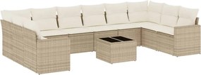 vidaXL Set canapele de grădină cu perne, 11 piese, bej, poliratan