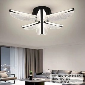 Lustră LED cu telecomandă – Cod 9400-3+3 BK (54×2W)