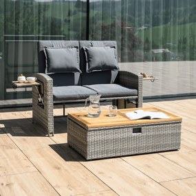 Canapea de grădină din rattan MALORY, gri/natural