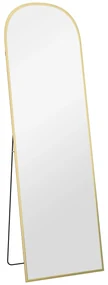HOMCOM Oglindă de Podea și Perete cu Suport Pliabil, 50x161.5cm, Auriu | Aosom Romania