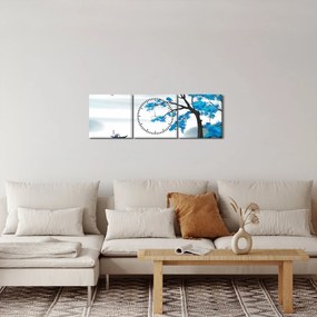 Tablou - Pictură, lac cu barcă (cu ceas) (90x30 cm)