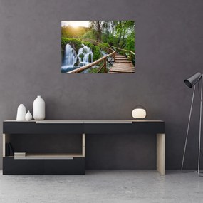 Tablou pe sticlă - Lacurile Plitvice (70x50 cm)