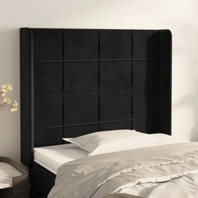 3119612 vidaXL Tăblie de pat cu aripioare, negru, 83x16x118/128 cm, catifea