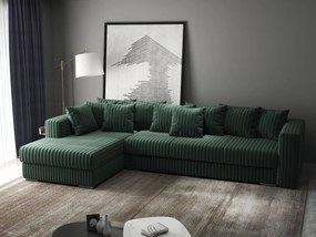 Colțar extensibil dumonde cu ladă de depozitare si sezut confortabil din spuma high-density, Gloria Ambience Green 320x183 cm