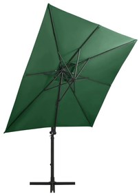 Umbrela suspendata cu stalp si LED-uri, verde, 250 cm Verde, 250 cm