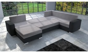 Canapea extensibilă în U YORK, tapițată, universală, gri/negru