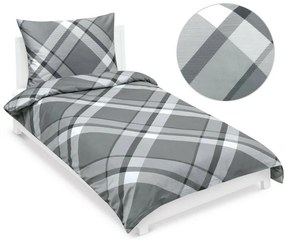 Lenjerie de pat Bellatex Satin Carouri gri, 140 x 220 cm, 70 x 90 cm