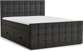 Pat boxspring gri antracit cu spațiu de depozitare 200x200 cm Tasca – Maison de Rêve