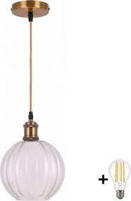 BRILAGI - LED lustră suspendată pe cablu RETRO GLASS 1xE27/60W/230V Ø 18 cm auriu/clar