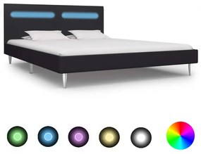 280965 vidaXL Cadru de pat cu LED-uri, negru, 180 x 200 cm, material textil