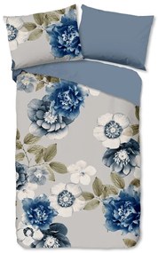 Lenjerie de pat albastră/gri din flanelă pentru pat de o persoană 140x200 cm Gabin – Good Morning