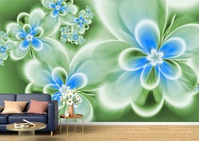 Tapet Premium Canvas - Florile albastre abstract