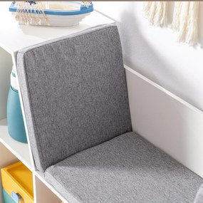 HOMCOM 2 în 1 Raft pentru copii Raft + Bancă cu scaun inclus 103 cm x 30 cm x 62 cm Alb + Gri | Aosom Romania