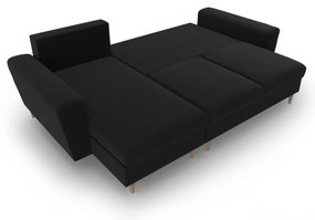 Colțar negru extensibil, cu spațiu de depozitare cu tapițerie din catifea Kyoto – Cosmopolitan Design