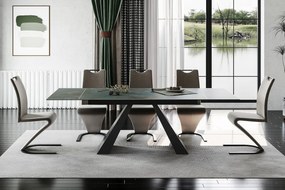 Masa extensibila Salvadore Ceramic turcoaz OSSIDO verde/negru mat L160-240 cm