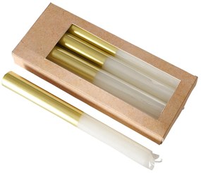 Set 4 lumanari, 
 alb cu baza aurie