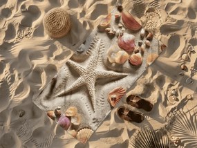 Prosop de plaja cu uscare rapida OCEAN SAND colorat 70 x 140 cm, 100% microfibra