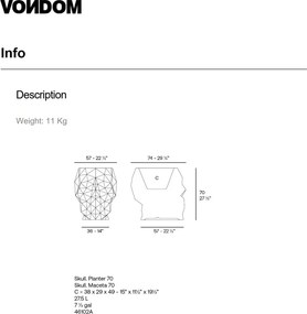 Ghiveci plante design decorativ modern exterior/interior SKULL 75x57x70cm