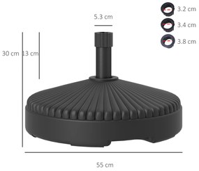 Outsunny Bază pentru Umbrelă de Soare, Umplută cu Nisip sau Apă, Φ55x30 cm, Negru | Aosom Romania