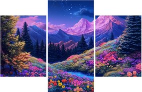 Tablou - Peisaj violet la lună plină (90x60 cm)