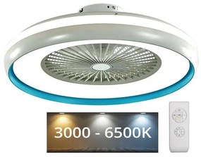 Plafonieră LED cu ventilator LED/45W/230V 3000/4000/6500K albastru
