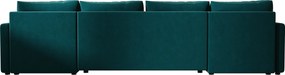 OFERTA Set canapea extensibila in forma de U VENORIA 285x146 cm, petrol + 2 perne CADOU II. calitate