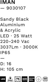 Stalp LED exterior din aluminiu IP65 Iman H-105cm