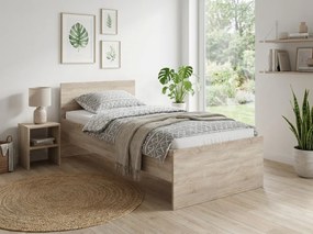 Pat ELISA 90 x 200 cm, stejar sonoma Saltele: Cu saltele Deluxe 10 cm, Somiera pat: Cu lamele curbate