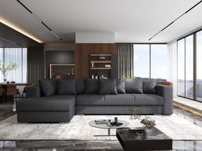 Colțar extensibil dumonde cu ladă de depozitare si sezut confortabil din spuma high-density, Gloria Enjoy Grafit II 320x183 cm