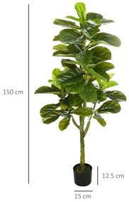 HOMCOM Smochin-lira artificial in ghiveci, Plante Ficus artificial pentru interior, exterior, 90 cm, verde | AOSOM RO