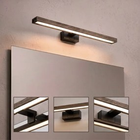 Brilagi -LED Iluminare pentru oglindă de baie 3 în 1 WOODY MIRROR LED/12W/230V IP44 negru/stejar nuc