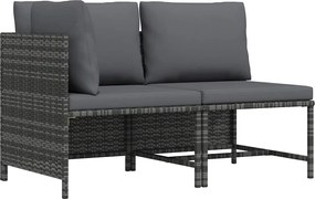 vidaXL Set canapele de grădină cu perne, 2 piese, gri, poliratan