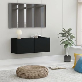 vidaXL Comodă TV, negru, 80 x 30 x 30 cm, lemn prelucrat