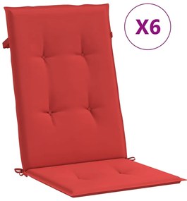 Perne pentru scaun de gradina, 6 buc., rosu, 120 x 50 x 3 cm 6, Rosu, 120 x 50 x 3 cm