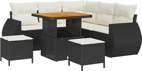 vidaXL Set de canapele pentru grădină 8 pcs Negru poliratan