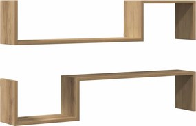 vidaXL Rafturi de perete, 2 buc., stejar artizanal, 100x15x20 cm, lemn