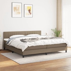 3140245 vidaXL Pat box spring cu saltea, gri taupe, 200x200 cm, textil