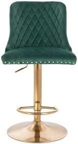 HR940W Scaun Verde din Catifea cu Bază Aurie