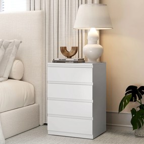 HOMCOM Comodă 4 sertare cu închidere silențioasă Comodă pentru sală birou Stil modern 45x40x68 cm Alb | Aosom Romania