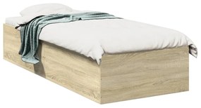 841988 vidaXL Cadru de pat, stejar sonoma, 75x190 cm, lemn prelucrat