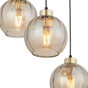 Lustră LED suspendată pe cablu DEVI 3xE27/15W/230V negru/bej fumuriu