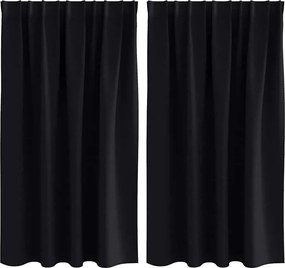 vidaXL Perdele Opaque cu Inel 2 pcs Negru 140 x 140 cm Poliester