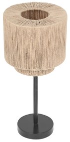 Lampă de masă Japandi neagră cu frânghie maro - Smilla