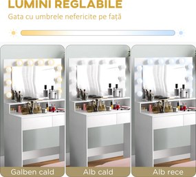 Oglindă LED, Toaletieră cu sertare | Aosom Romania