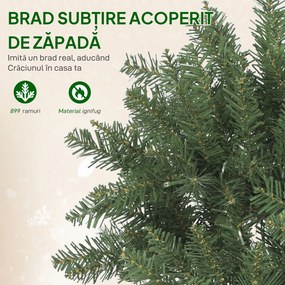 HOMCOM Pom de Crăciun Artificial de 180 cm cu Lumini Incorporate Albe și Colorate în 9 Moduri și 899 Crengi Ignifuge, Brad de Crăciun Dens și Realistic cu Bază Metalică Pliabilă pentru Acasă | Aosom Romania