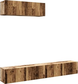 vidaXL Dulapuri TV montate pe perete 3 buc Lemn vechi Lemn prelucrat